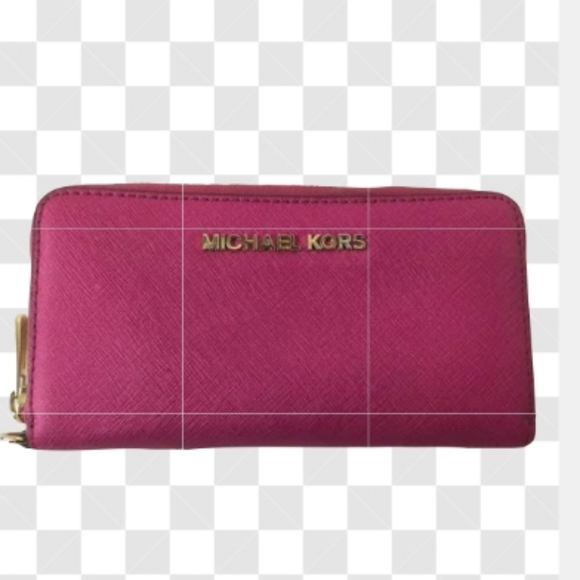 Michael Kors Handbags - Michael Kors Magenta w/Gold Trim Zip Around Jet Wallet